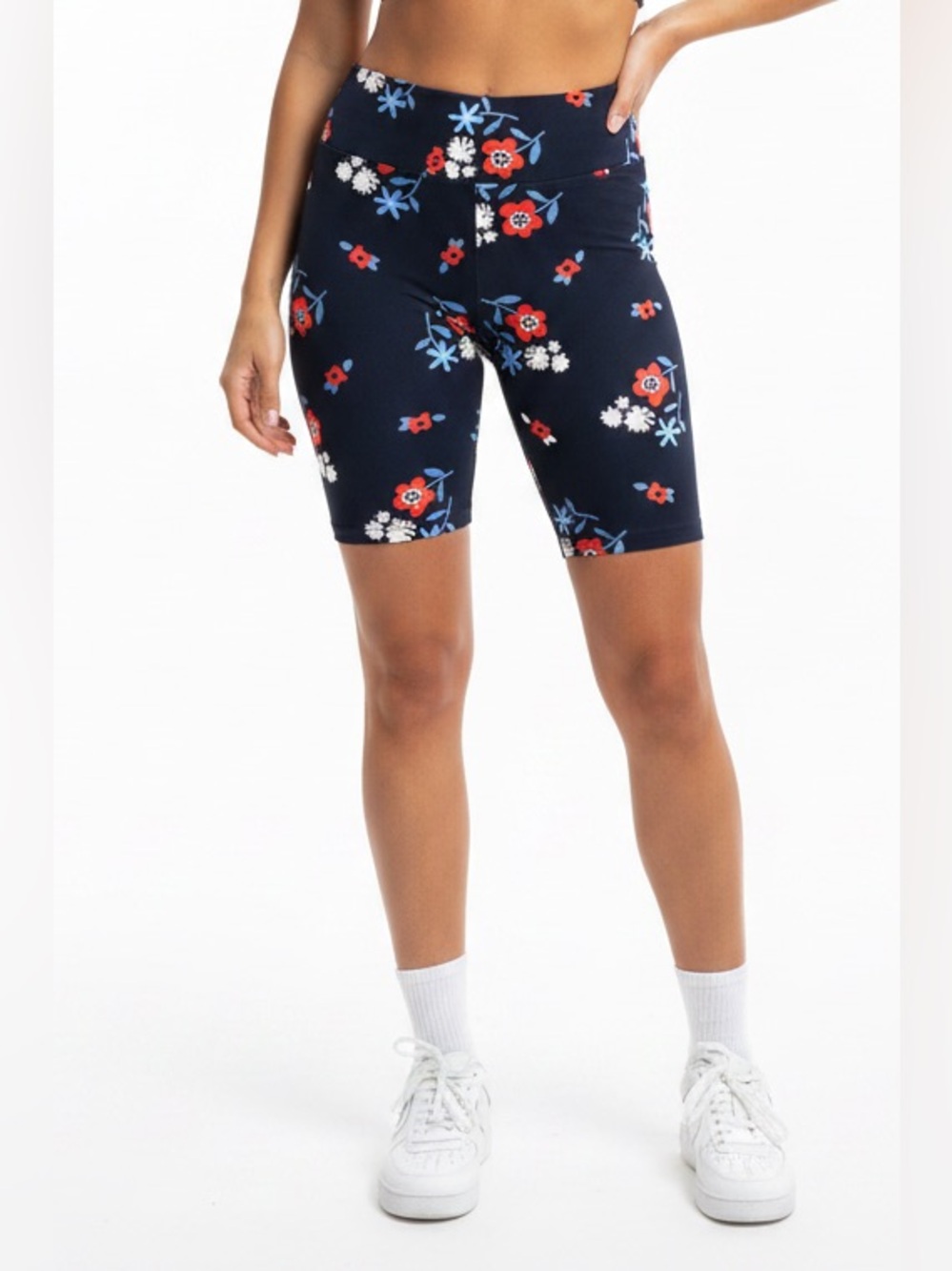 LuLaRoe Biker Shorts • Cotton Spandex Blend Fabric • Blue Floral